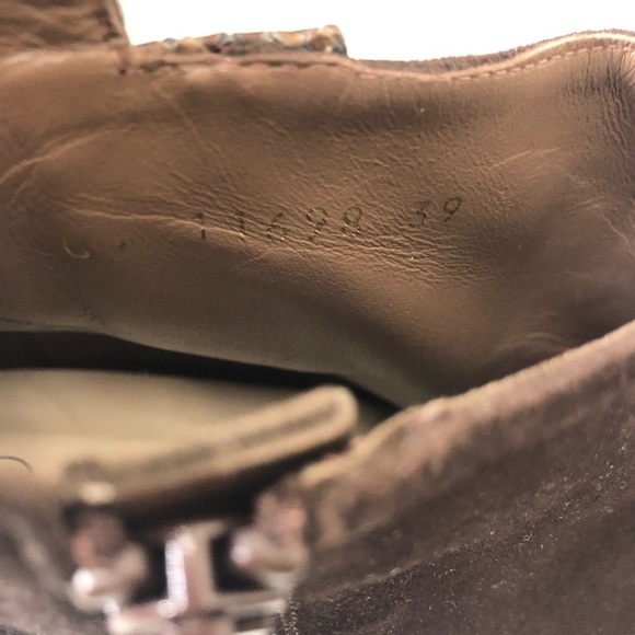 Sacha London Black Label Brown Snake Embossed Ankle Booties gold heels 9.5 - Picture 10 of 13